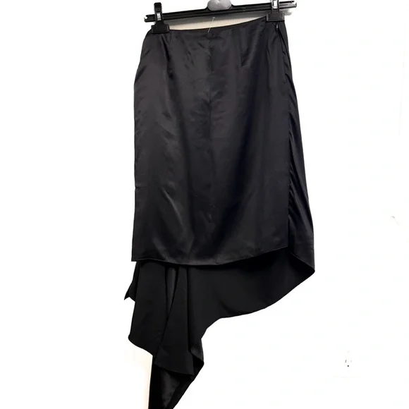 Vintage Luisa Spagnoli 100% Silk Asymmetrical Draped Skirt Rhinestone Heart 42 - Picture 5 of 12